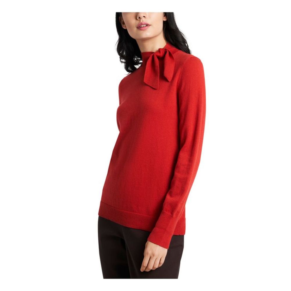 RILEY&RAE Womens Orange Long Sleeve Tie Neck Sweater M